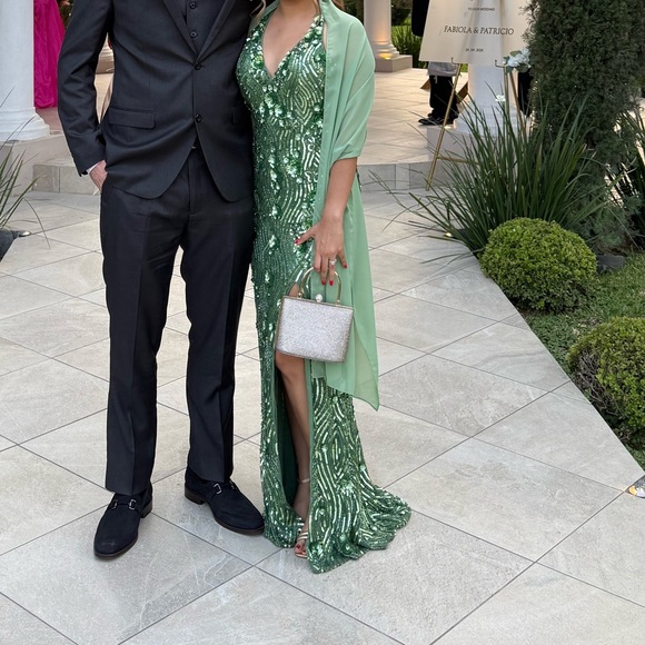 Primavera Couture Sparkling Green Backless Dress - Picture 10 of 11